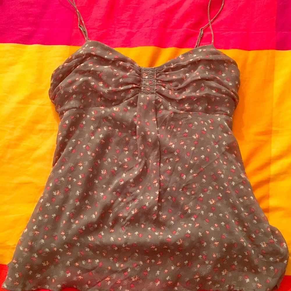 American Eagle gray and flower tank top